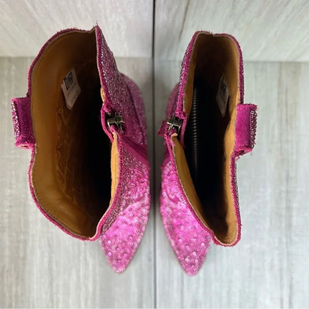 NEW Dingo Neon‎ Moon Rhinestone Heeled Cowboy Western Boot Fuchsia Womens Size 8 - Picture 6 of 10